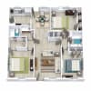 Floor plan: 3 Bed 2 Bath G 1200