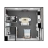 Floor plan: 0 Bedroom, 1 Bathroom 566 SF