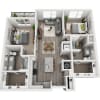 Floor plan: 2 Bedroom 2 Bath 1080 sqft (B1)