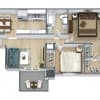 Floor plan: 2 Bedroom 1.25 Bathroom