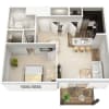 Floor plan: 1 Bedroom, 1 Bath B