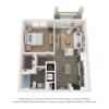 Floor plan: A1 One Bedroom / One Bath w/Balcony