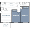 Floor plan: 2 Bedroom 1 Bathroom