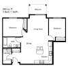 Floor plan: 2 Bed 1 Bath