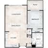 Floor plan: 1 Bedroom 1 Bath B