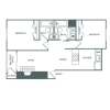 Floor plan: 2 Bed, 2 Bath Renovated