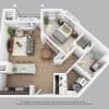 Floor plan: 1-Bedroom 1-Bathroom | 866 sqft