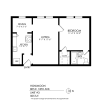 Floor plan: 1 Bedroom, 1 Bath