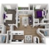 Floor plan: 2 Bed 2 Bath 960