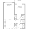 Floor plan: A22 - 1BR 1BA (756 SF)