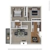 Floor plan: 2BR/1BA