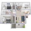 Floor plan: 2 Bed 1 Bath