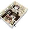 Floor plan: 1 bed, 1 bath Deluxe