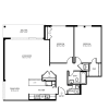 Floor plan: 2 Bedroom, 1.5 Bathroom 1150 SF 21H
