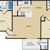 Floor plan: 2x2 - 885 sf - B1-D