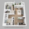 Floor plan: 1-Bedroom 1-Bathroom | 747 sqft