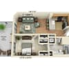 Floor plan: 1 BEDROOM TOWER (A1F)