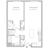 Floor plan: A24 1BR 1BA 779 SF