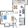 Floor plan: 1 Bedroom 01A Tier 