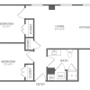 Floor plan: 2 bed 1 bath 829 sq ft