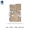 Floor plan: B1b | 2 Bed | 1 Bath | 60