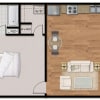 Floor plan: 1Bed 1Bath Plan B Furnished