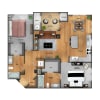 Floor plan: 2 Bedroom, 2 Bathroom