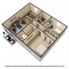 Floor plan: 2 Bed, 1 Bath