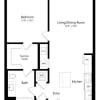 Floor plan: A2.1 | 1 Bed | 1 Bath