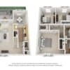Floor plan: Three Bedroom Townhome - Renovated