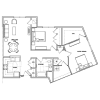 Floor plan: 2 Bedrooms 1 Bath