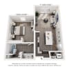 Floor plan: Atlas - 1 Bedroom 626