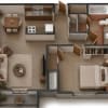 Floor plan: 1 Bed, 1 Bath, West Phase