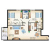 Floor plan: HIGH RISE 2 Bed 1 Bath 
