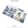 Floor plan: 2 Bedrooms 1 Bath