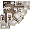 Floor plan: 4BR/4BA - D1