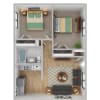 Floor plan: Two Bed, One Bath Efficiency
