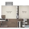 Floor plan: 1 Bedroom w WD