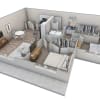 Floor plan: 2 BR 1 Bath Retreat Courtyard