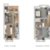 Floor plan: 2 Bedroom 1.5 Bath Townhome