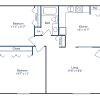 Floor plan: 2 Bedroom, 1 Bath COUNTRY KITCHEN (806 sqft.)