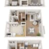 Floor plan: 3 Bedroom 1.5 Bath Townhome with Garage