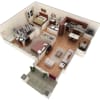Floor plan: 2 BR Designer Courtyard Garage