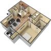Floor plan: 1BR 1BA 751 SQ FT