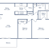 Floor plan: 2 Bedroom, 1 Bath (884 sqft.)