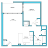 Floor plan: One Bedroom One Bath (709 SF)