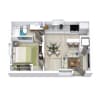 Floor plan: 1 Bed 1 Bath LP 420