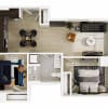 Floor plan: 1 Bed/1 Bath Den-A1D