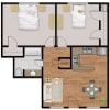 Floor plan: 2Bed 1Bath-Plan D Up