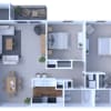 Floor plan: 2 Bedroom 2 Bath - Partially Renovated (Trim Package)